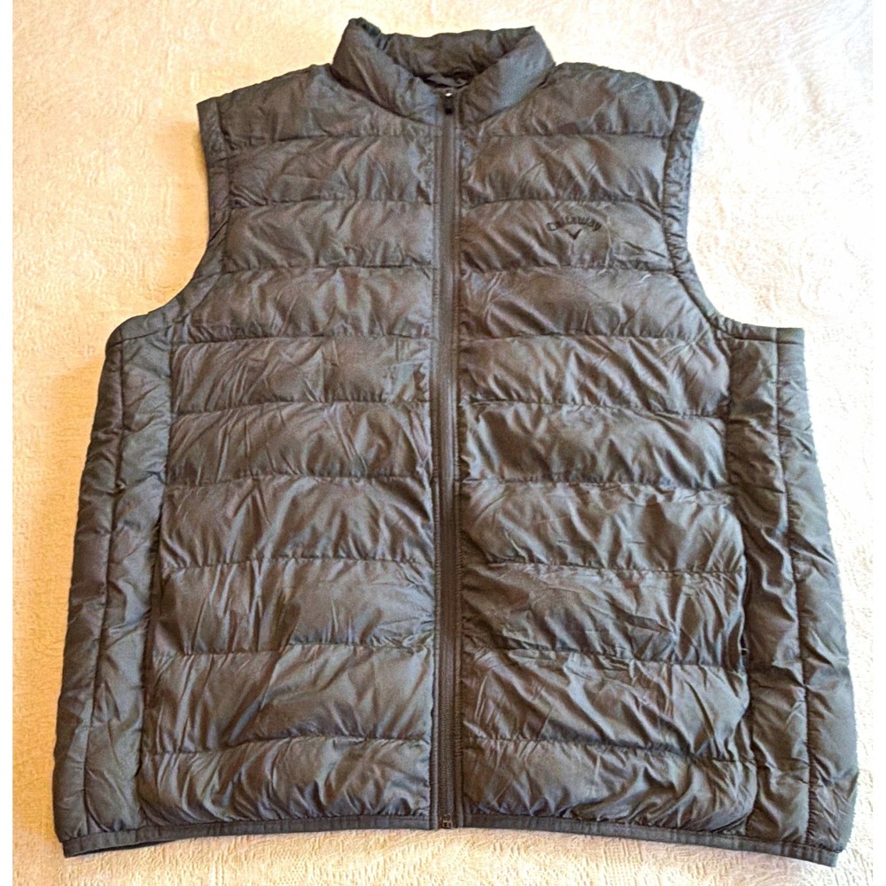 Callaway Men's Quilted Puffer Vest Full Zip Stand-Up Collar XL Gray